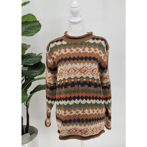 Claudia D Womens Size S Multicolor Fair Isle Heavyweight Chunky Knit Sweater Y2K - Picture 2 of 7